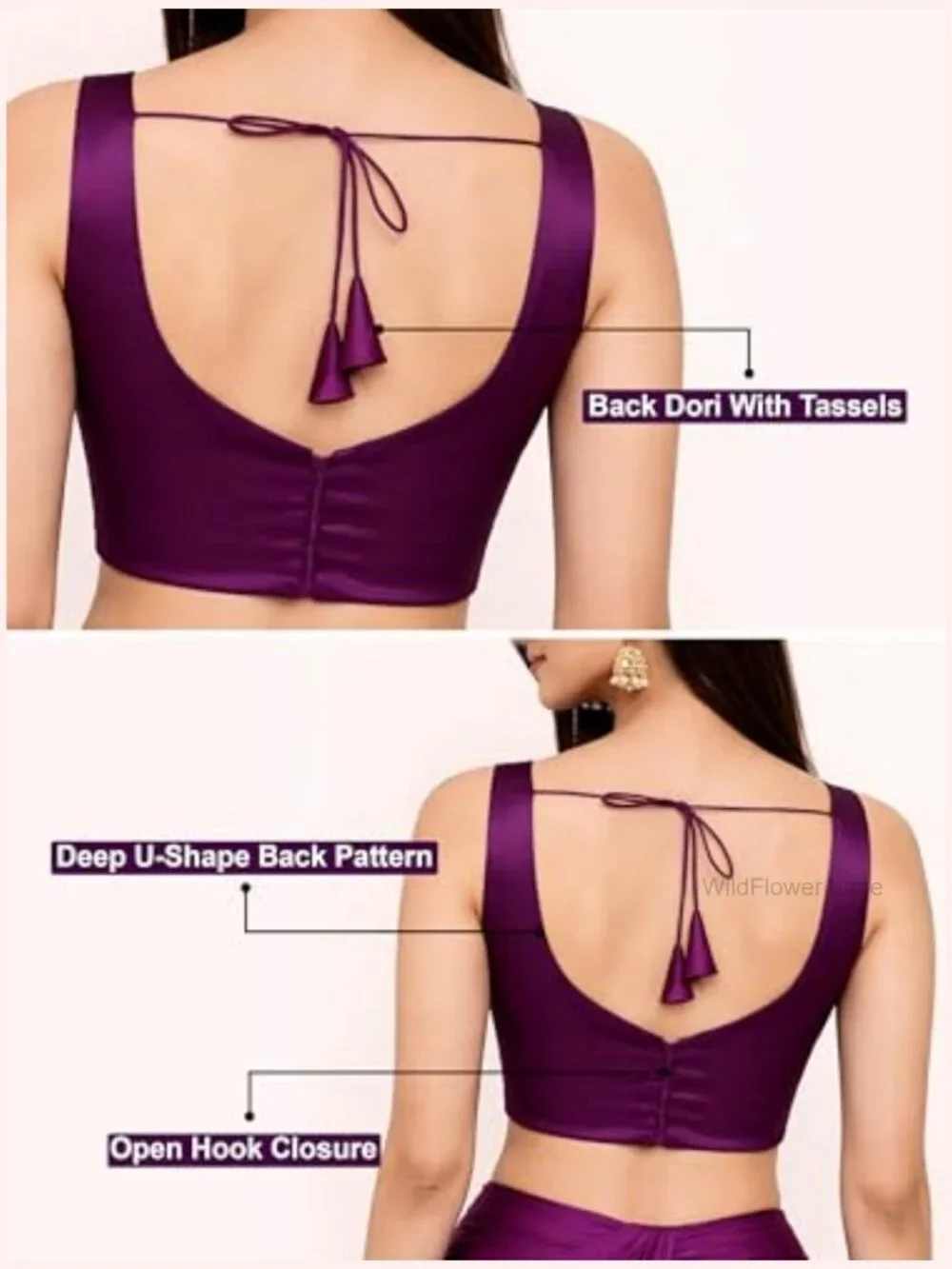 Satin Silk Saree Blouse Choli Sweetheart Neckline Sleeveless Ready to Wear - Picture 5 of 7